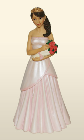 Quinceanera w/ bouquet in pink 8.5H       *