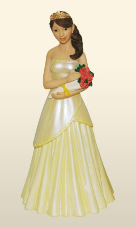 Quinceanera w/ bouquet in yellow 8.5H    *
