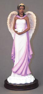 Angel in lavender with dove 10.25H